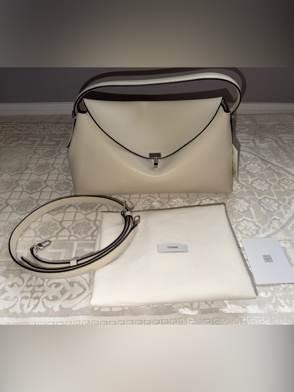 Toteme T-lock Grained Leather Top Handle Shoulder Bag